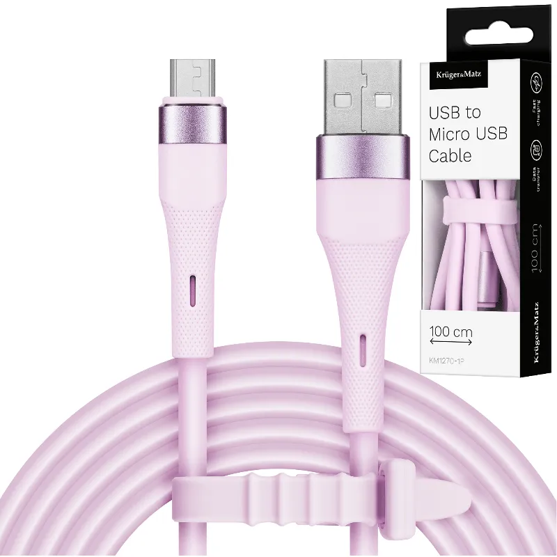 Cablu Silicon USB-Micro USB 1M Basic Kruger&Matz