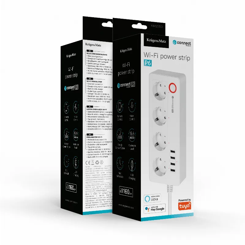 Prelungitor Smart 4 Prize Schuko 4 USB Connect P6 Tuya