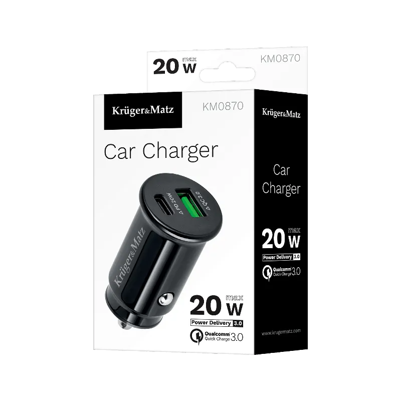 Incarcator Auto 2XUSB 3.1A QC 3.0 PD K&M