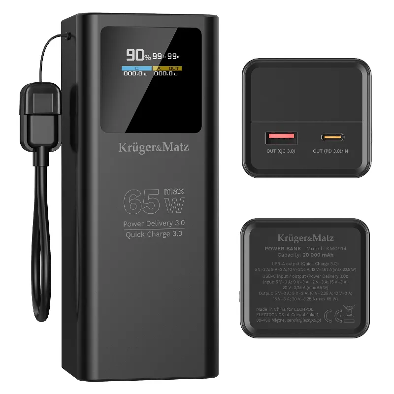 Power Bank 20000 MAH Li-Ion 65W QC PD Kruger&Matz