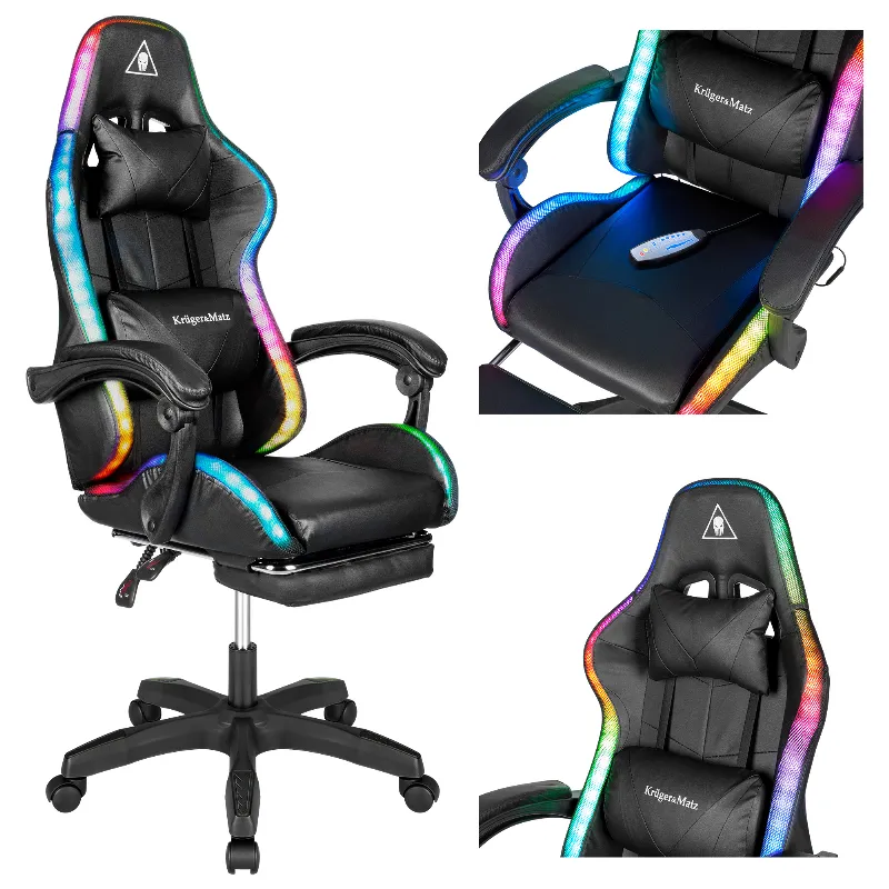 Scaun Gaming Gx-150 Negru LED Masaj Kruger&Matz